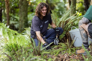 Person working in a garden.