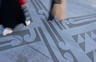 Markings on the ground.