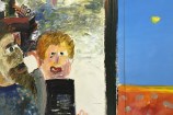 Painting of two people looking out of a window