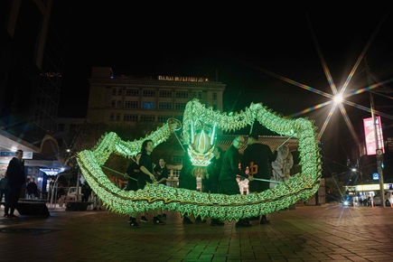 Lit up dragon in a festival.