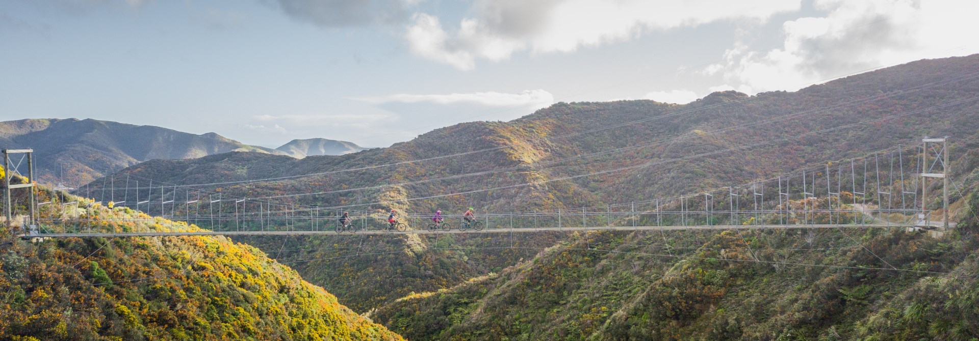 Swing bridge between two mountains in Makara.