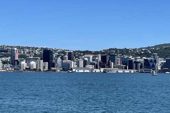 Wellington Harbour and central city.