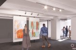 Artist impression of gallery space in new Toi Pōneke site.