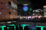 Te Papa museum lit up with colourful designs and text reading 'Matariki'.