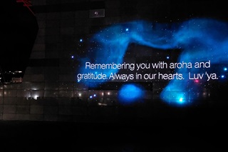 A projection with the words 