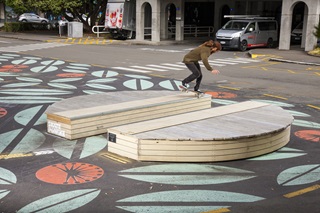 A skateboarder at Michael Fowler carpark.