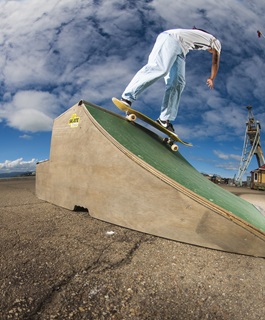 A skateboarder at Queens Wharf.