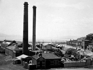 The incinerator formerly on the site of Waitangi Park.