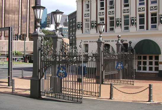 Gates at the entrance to Queens Wharf.