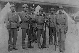 1897 photo Maori contingent, Queen Victoria's Diamond Jubilee. Photographed at Wellington before departing for London.