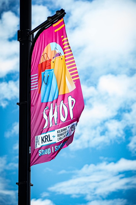 Flags in Kilbirnie, Rongotai, Lyall Bay shopping district.