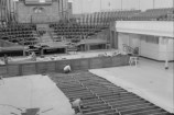 Relaying the floor in the Town Hall auditorium in 1956.