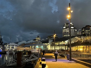 Night-time image of the Wellington city waterfront.